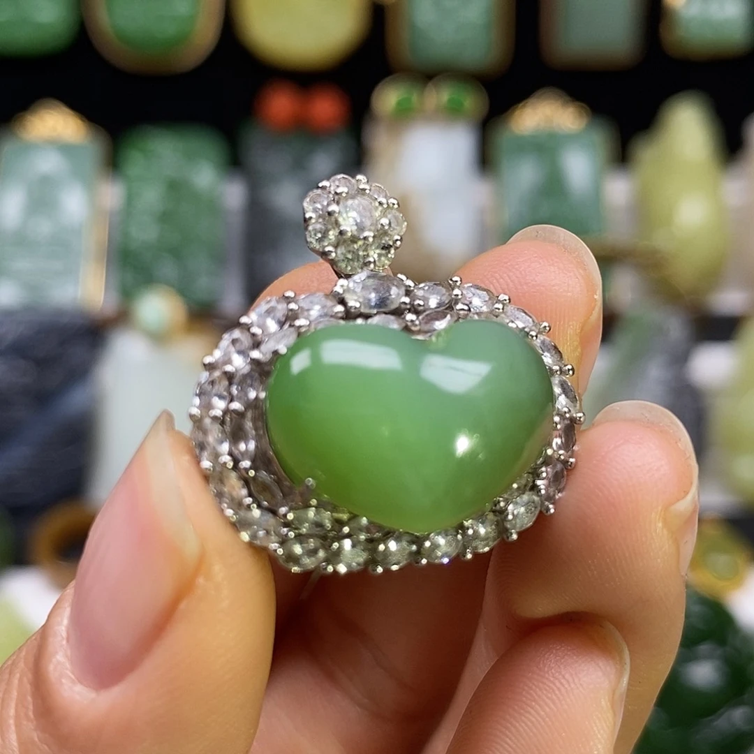 和田玉银S925镶嵌颈饰