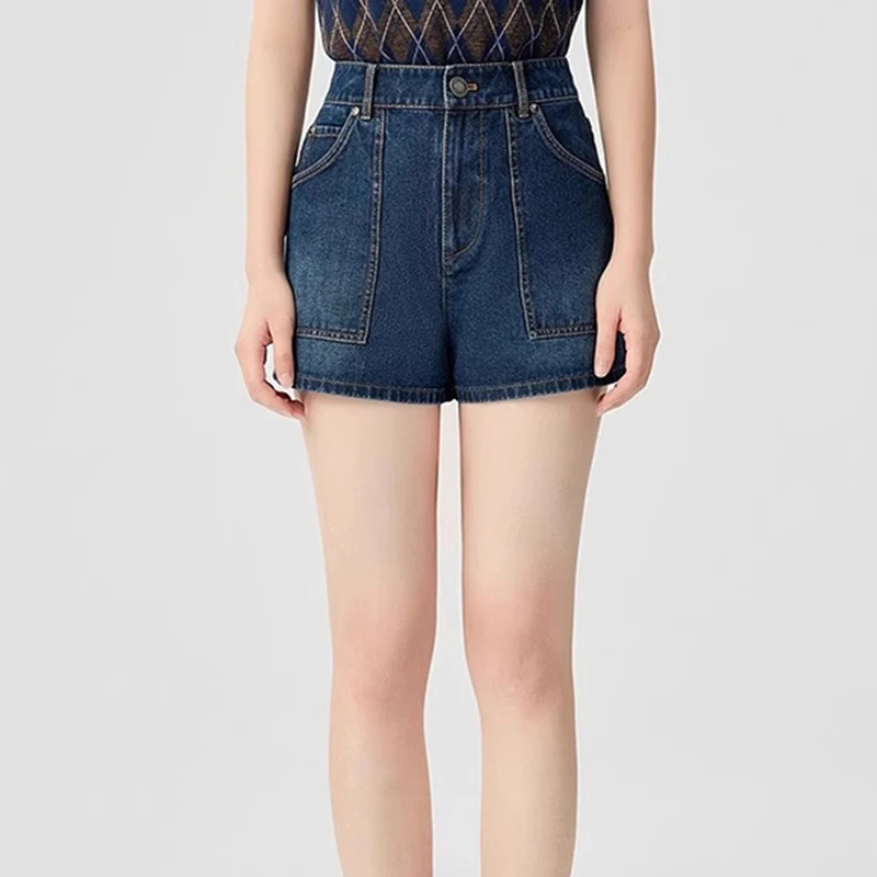 商场同款2025年春夏季新款高腰显瘦显气质直筒牛仔短裤女士510006