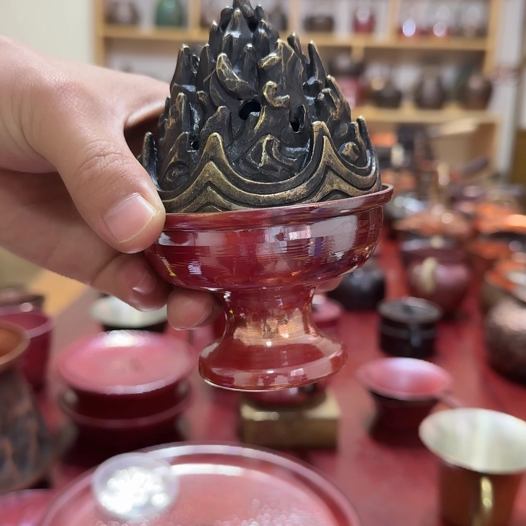 花***火紫铜手工制作摆件一个