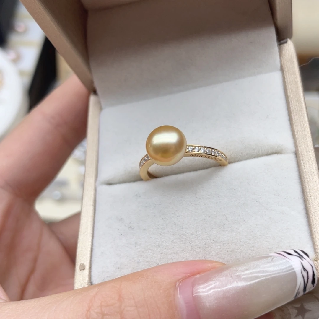 银S925镶嵌戒指海水珍珠E81