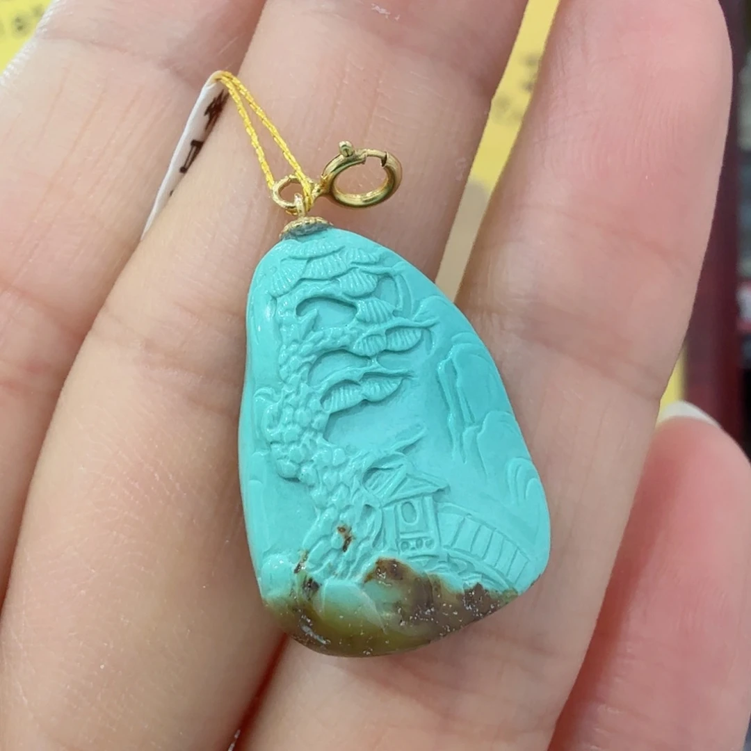 18K金镶嵌绿松石珠宝奇石