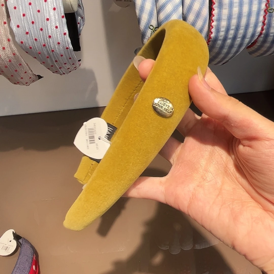 非金属布艺丝绒黄色发箍