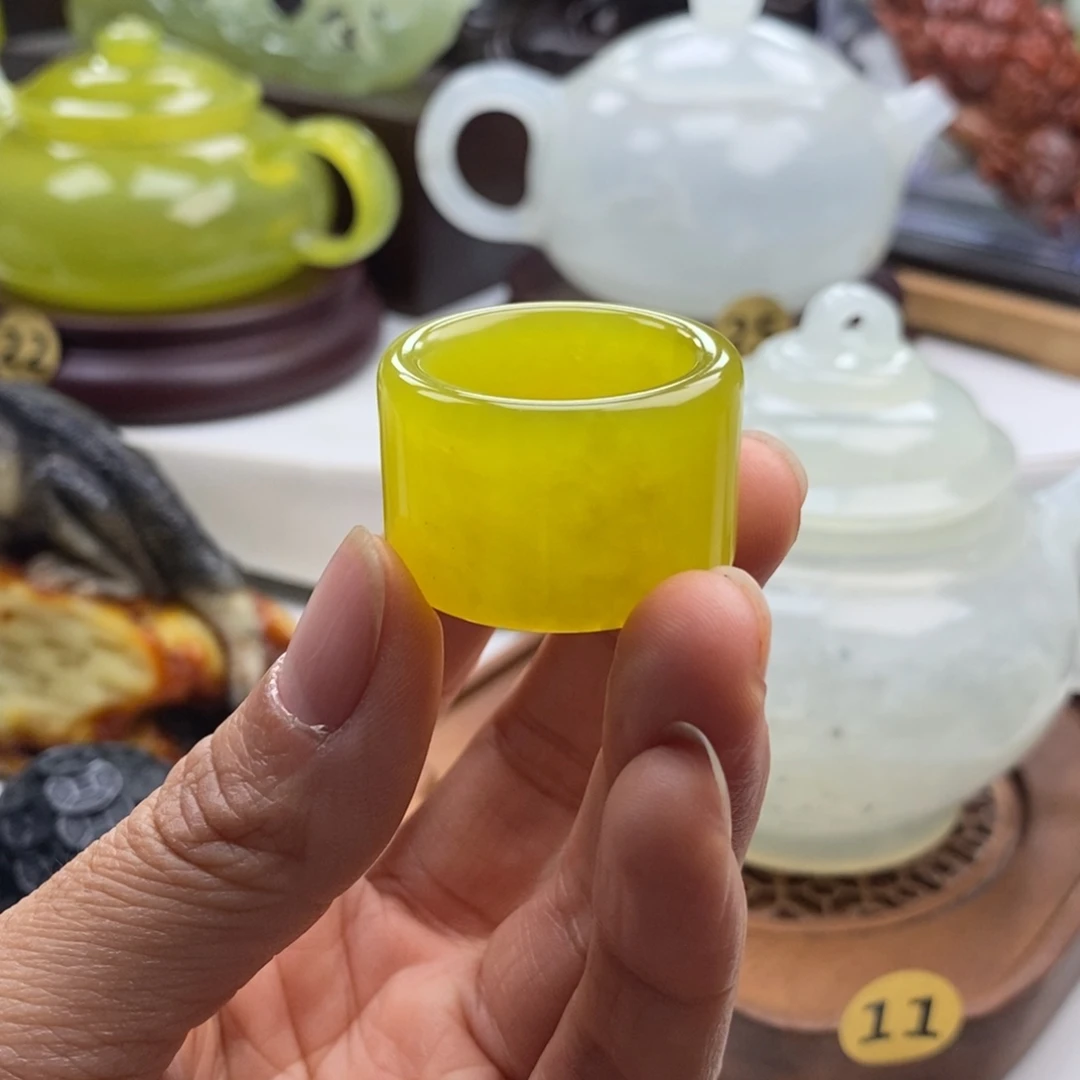 岫玉未镶嵌四大名玉扳指22.5直径