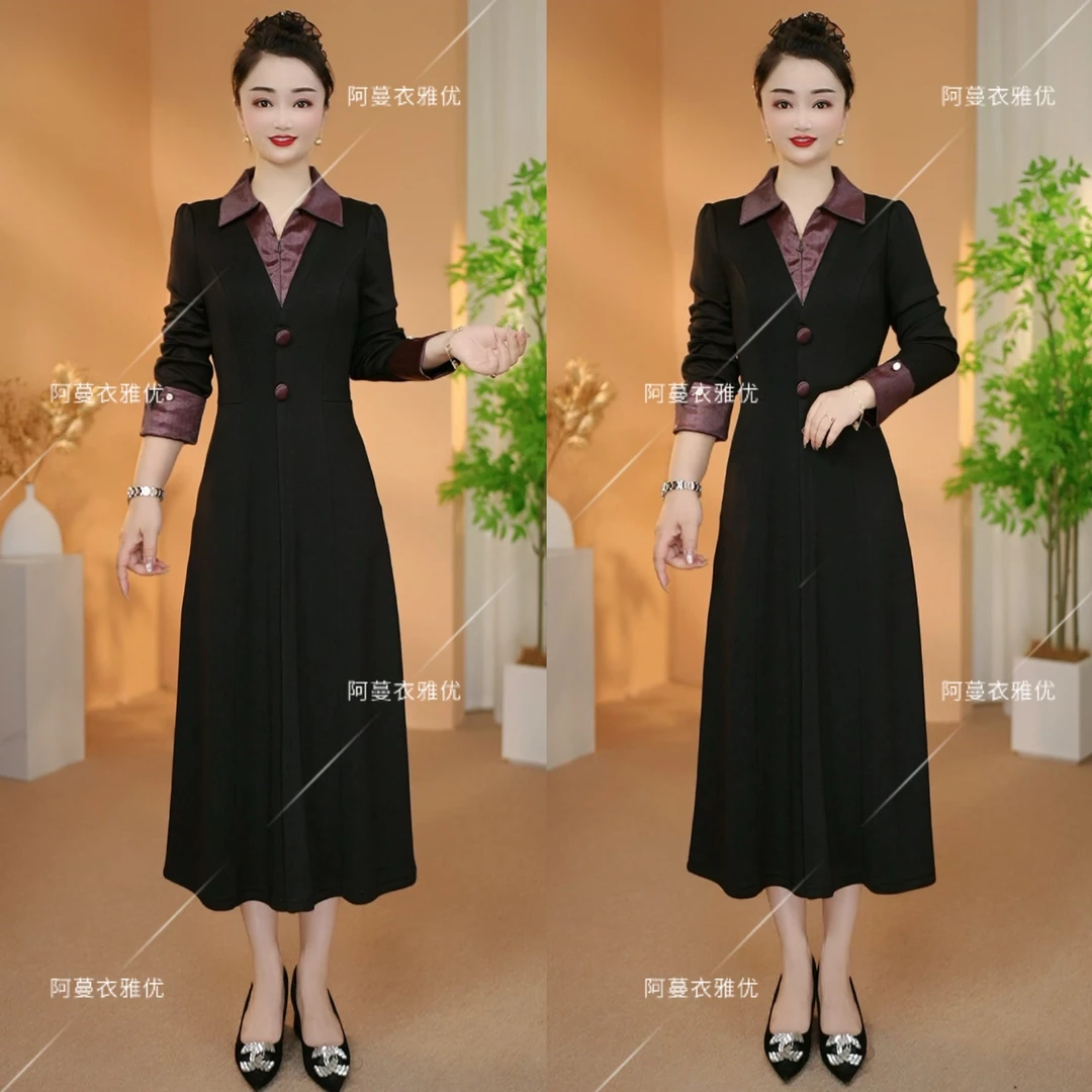 【衣雅严选】8127-2235#新款时尚款拼接空气层假两件长袖连衣裙