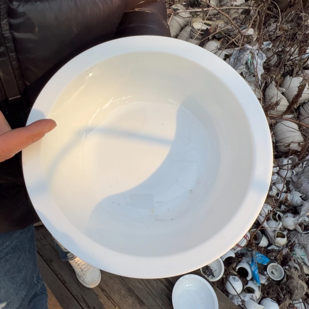 瓷景德镇高温陶瓷玉泥胎9寸大汤盆1只