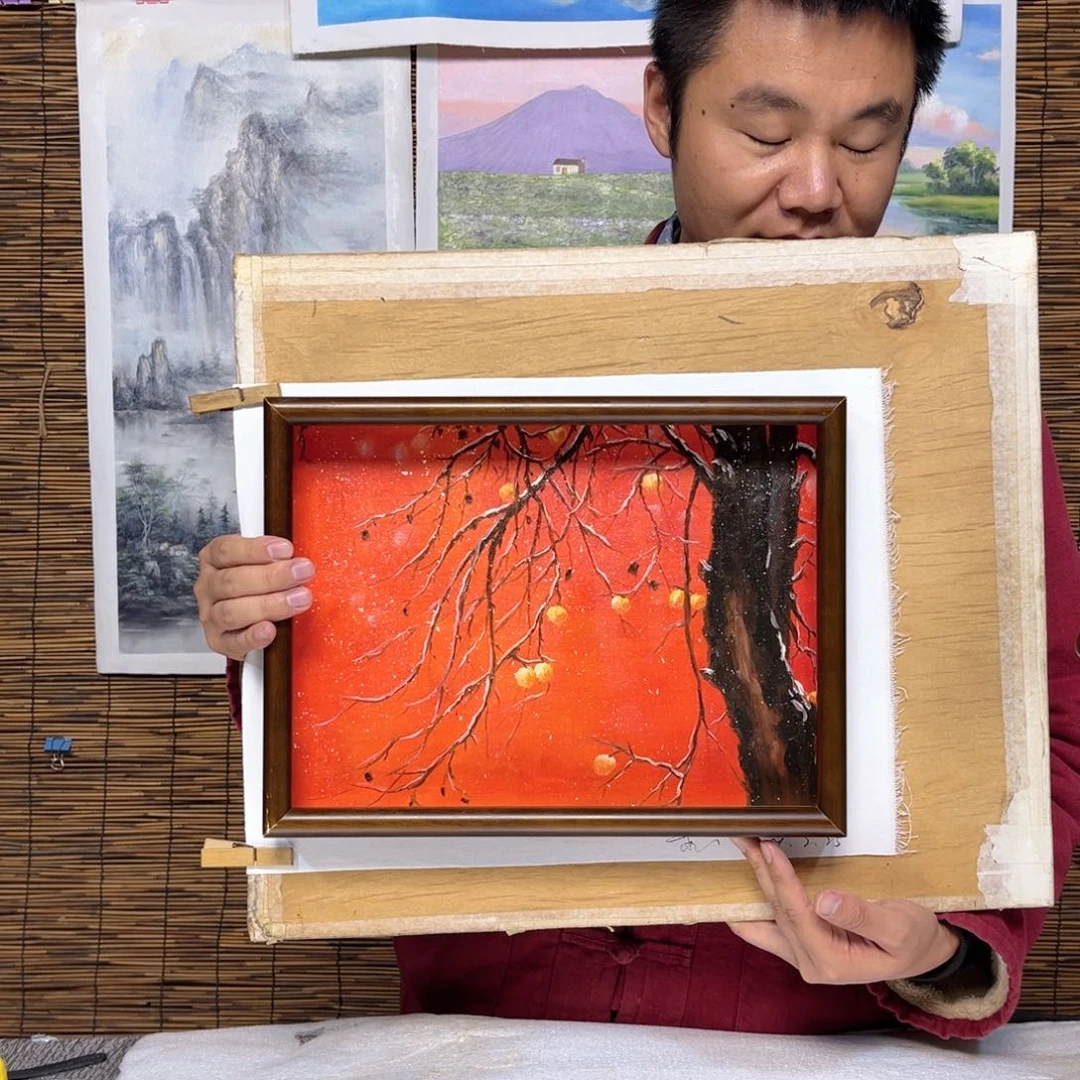 油画行路人小院绘画作品竞拍
