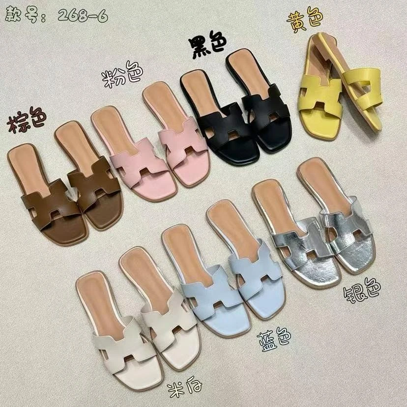 纳帕女鞋日常棕色韩版一字带凉鞋平底夏季沙滩纯色