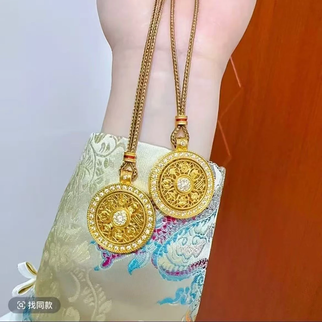 铜合金吊坠 八宝罗盘吊坠旋转吉祥毛衣编制项链小众有质感