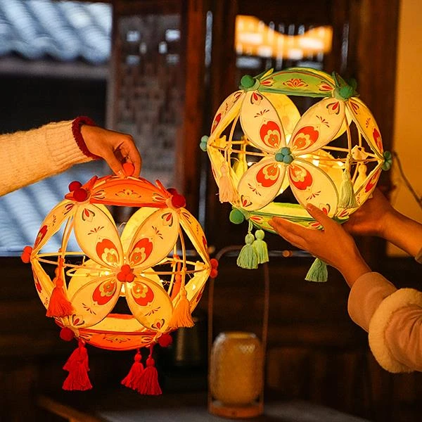 元宵节非遗滚灯新年手工灯笼diy材料包竹编绣球古风花灯舞蹈道具