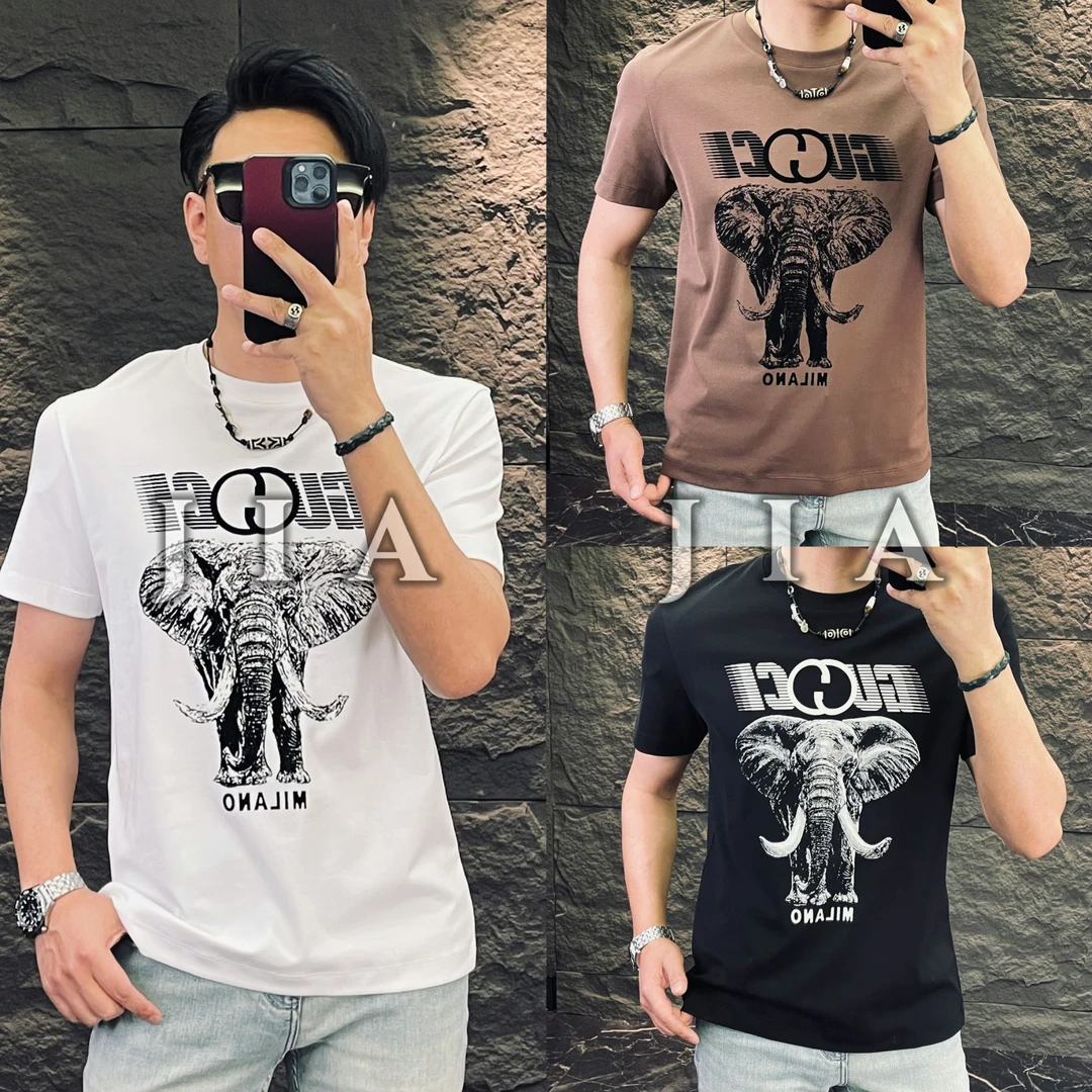 H 高品欧货6561男士春夏款百搭圆领印花短袖T恤