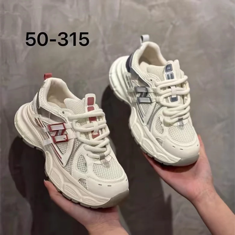 2025年时尚潮流洋气透气百搭舒适女士厚底网面女款老爹鞋