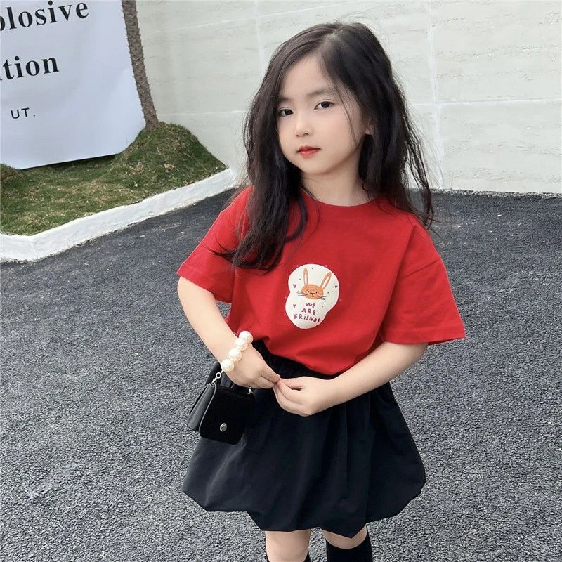 女童短袖t恤2025新款宝宝夏季半袖卡通体恤儿童洋气夏装纯棉上衣