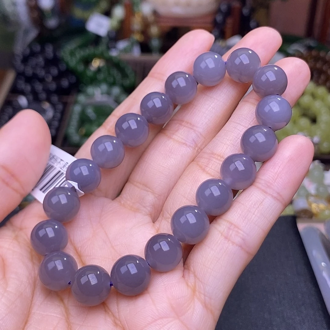 手链未镶嵌和田玉葡萄紫浓烟紫手链天花板约10