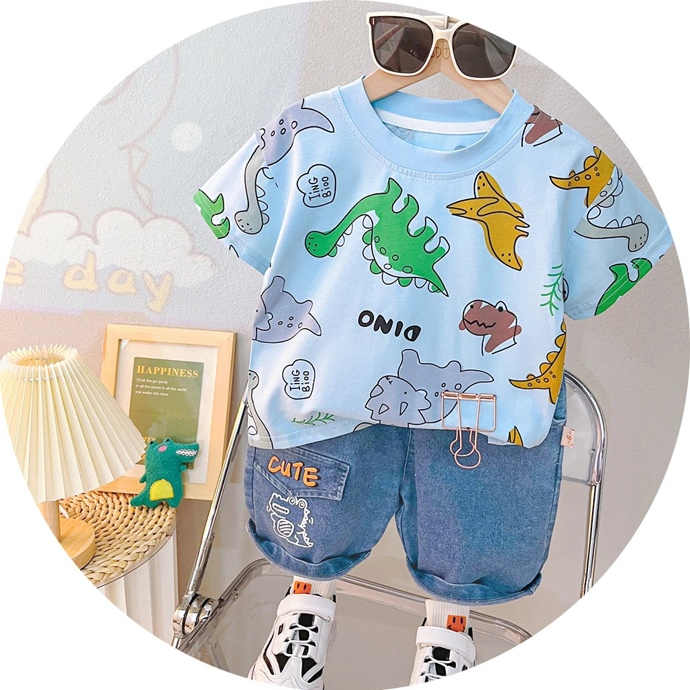 【包邮48小时发货】外贸男童夏装套装新款洋气宝宝夏天衣服婴短袖