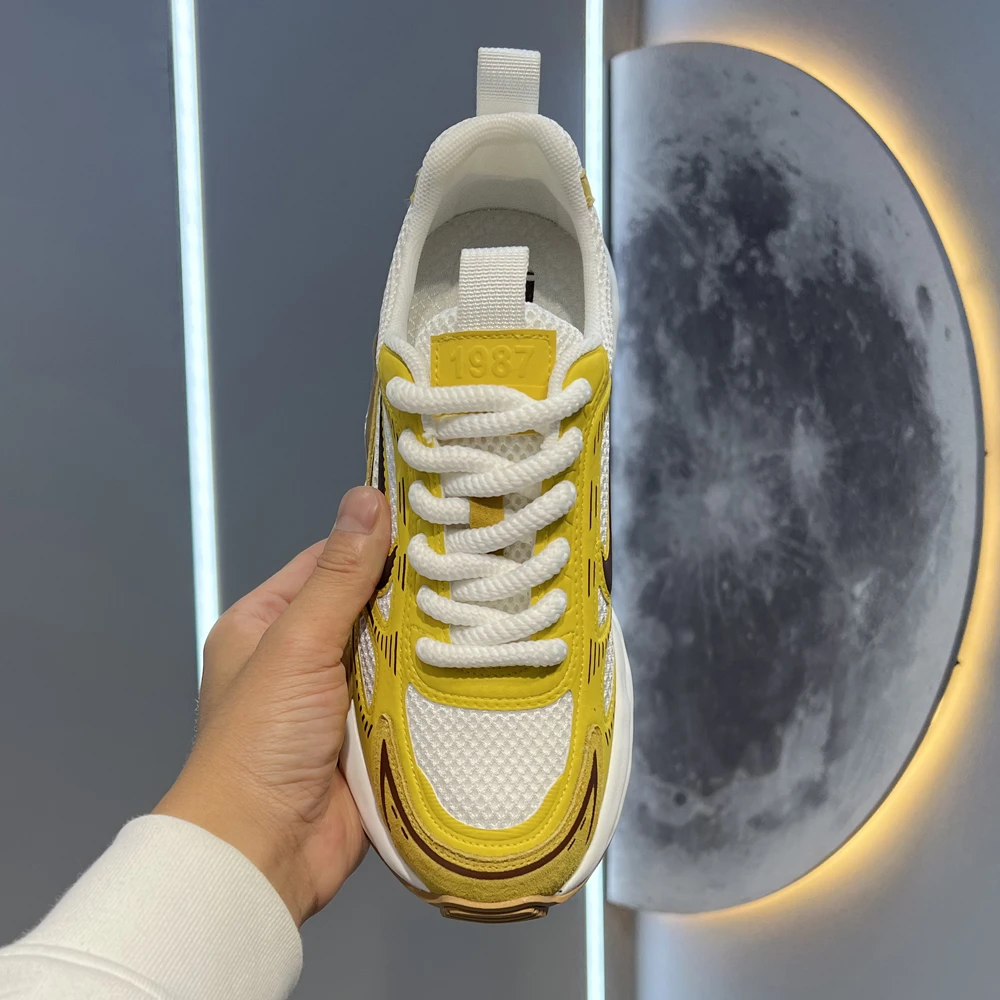 早秋新款网面透气休闲鞋时尚运动百搭软底软面舒适男士潮流老爹鞋