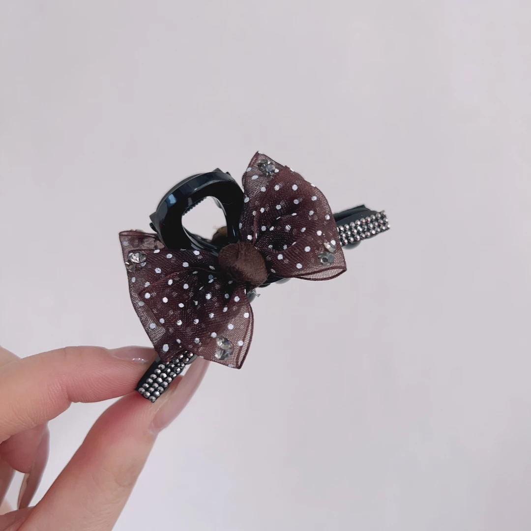 2025新款韩系网纱波点蝴蝶结刘海夹抓夹碎发夹发饰头饰