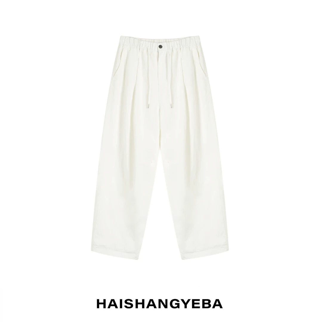 【海上叶爸】新款2025春夏百搭棉男女同款宽松白色显瘦休闲裤
