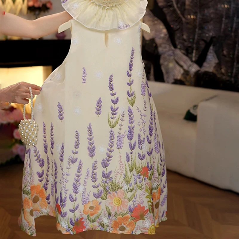 【送帽子项链】女童夏季新款刺绣碎花连衣裙无袖背心裙HCB771-8H