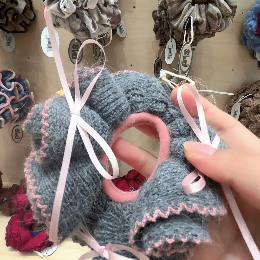 布艺非金属0532粉灰色发圈