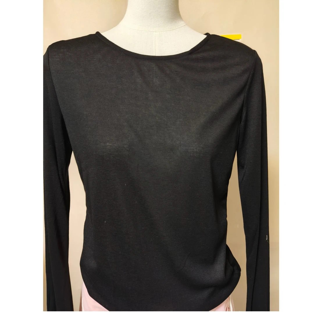 超软面膜T百搭长袖常规圆领T恤休闲风内搭