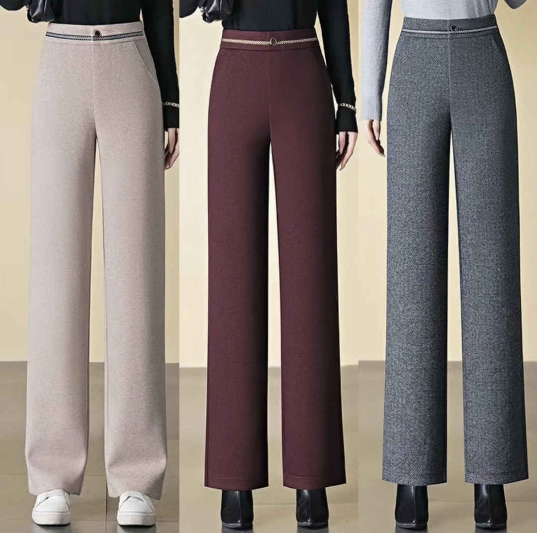 【轻奢招牌直筒长裤】8976人字纹高定大气显瘦棋盘格直筒裤拖地裤