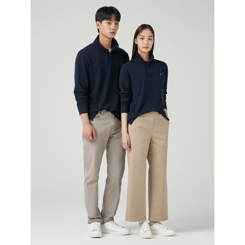 滨波 秋冬男女同款情侣款商务休闲全棉长袖POLO衫T恤BC3741E01