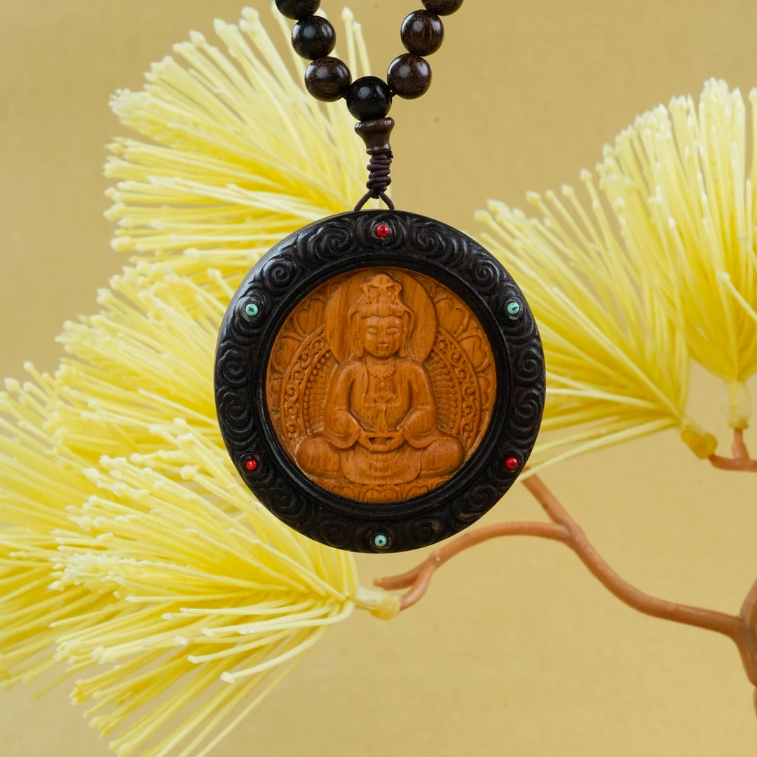 SC-175 8mm观音牌链 珠径8mm 约108粒 木牌直径58mm 厚14mm