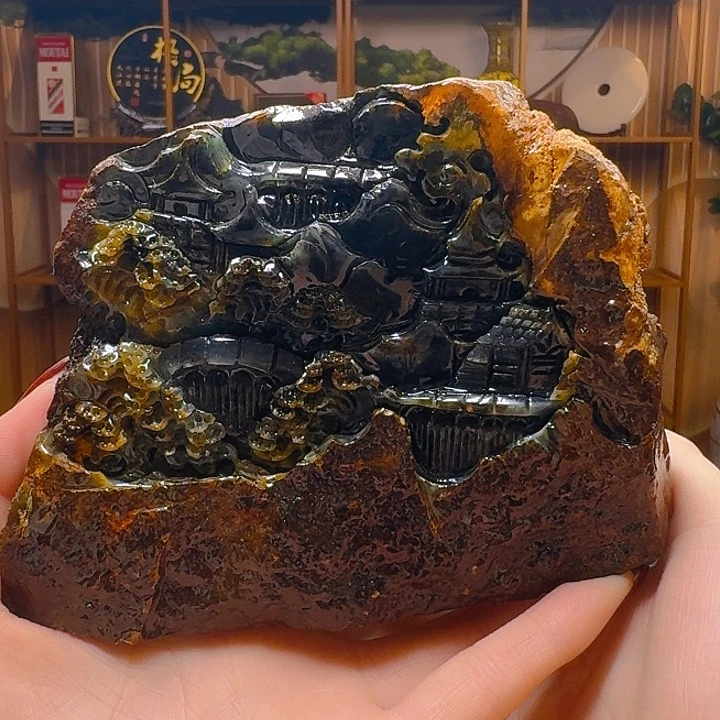 蛇纹石玉（覆膜）珠宝奇石未镶嵌体****生