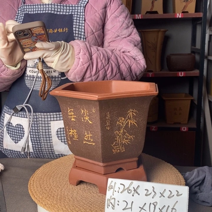 紫砂紫砂花盆一物一拍