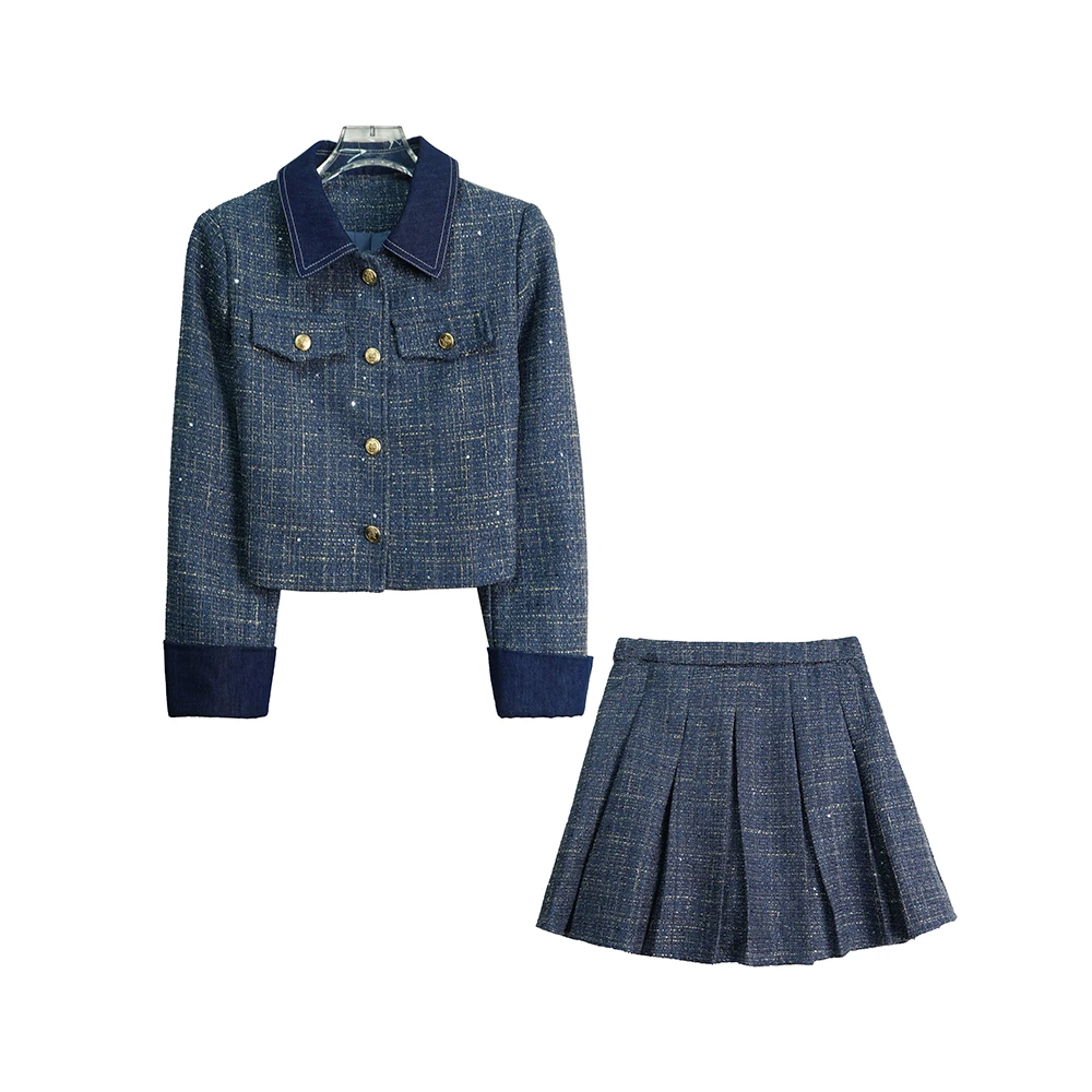 高级感法式小香风上衣气质半身裙两件套X26148