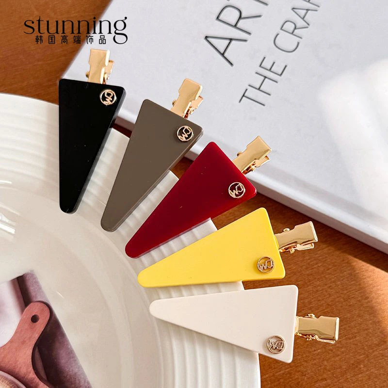 醋酸边夹无痕夹新款三角形化妆夹可爱少女百搭刘海夹氧气压嘴夹