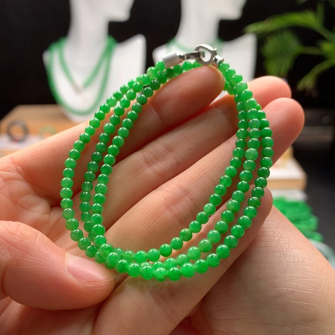 翡翠颈饰未镶嵌天然缅甸A货翡翠