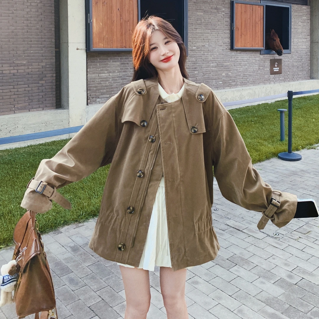 休闲春秋气质短款风衣外套女2025时尚新款显瘦小个子流行大衣