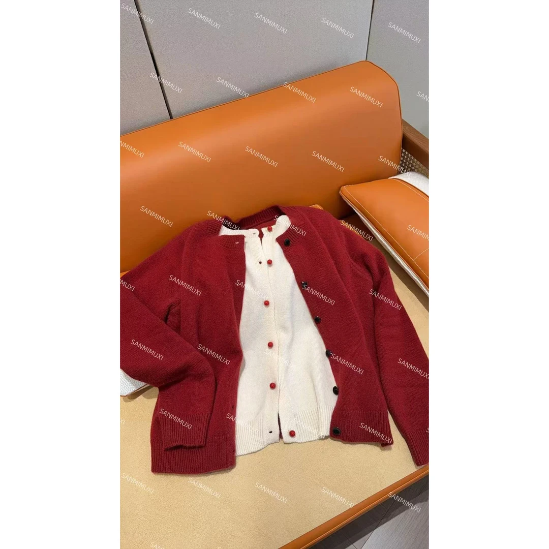 SANMI/叁米  【福娃】假两件撞色开衫  19202