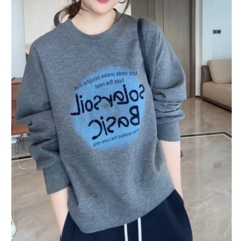 时尚宽松日常通勤百搭小众设计圆领字母卫衣LK2506859