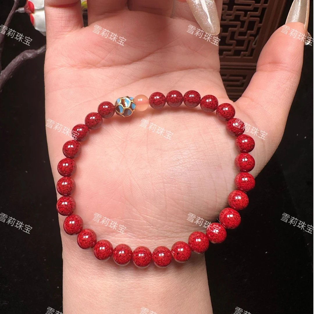 含辰砂工艺品【雪莉珠宝】 女生晶体砂蓝莲花手链卡6 不支持火烧