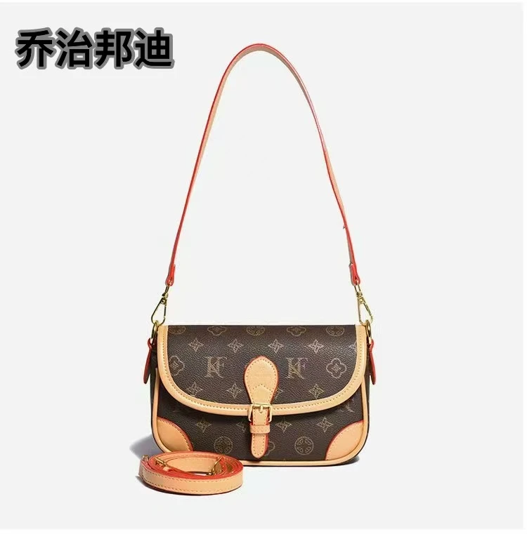 B011防刮耐磨文艺风锁扣单肩款斜挎包大号女士麻将包肩包