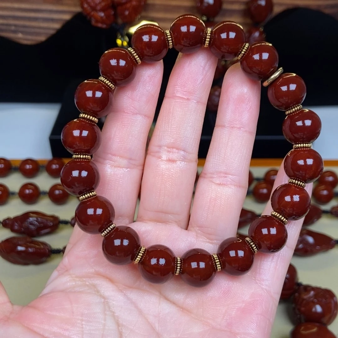 橄榄核吊坠小孔道光珠