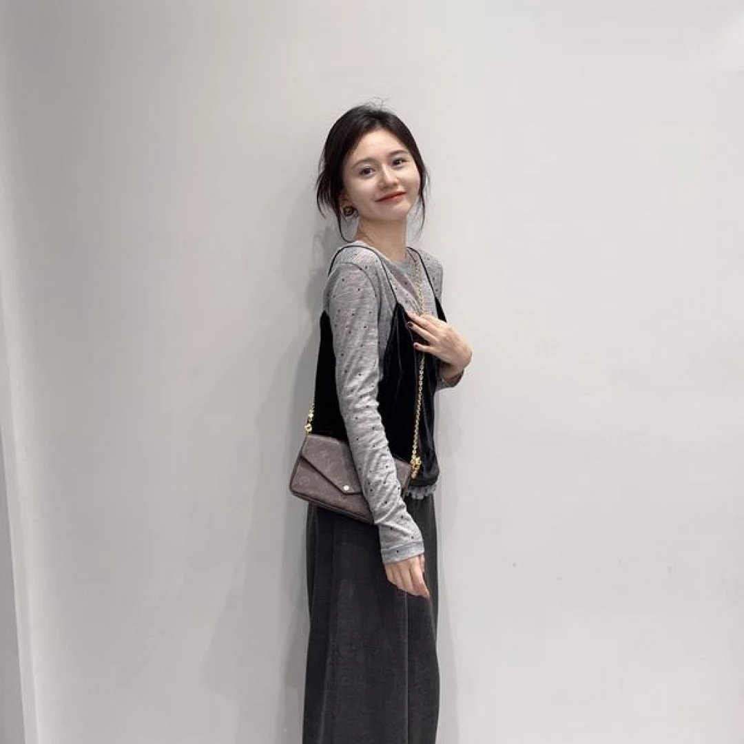 A599+A600+A601秋季新款气质波点长袖T恤丝绒吊带休闲裤三件套装