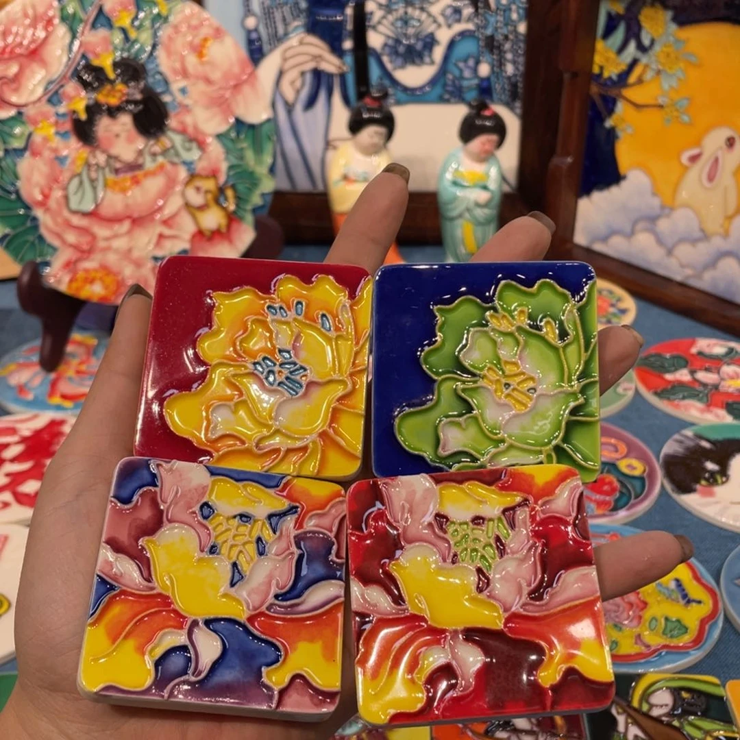 陶瓷6*6手工手绘冰箱贴