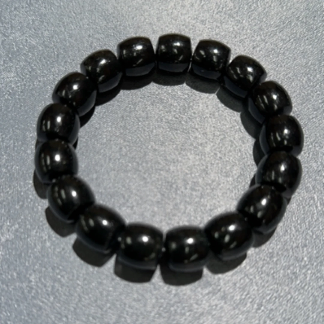 和田玉黑青直切13.*12手串细润色正