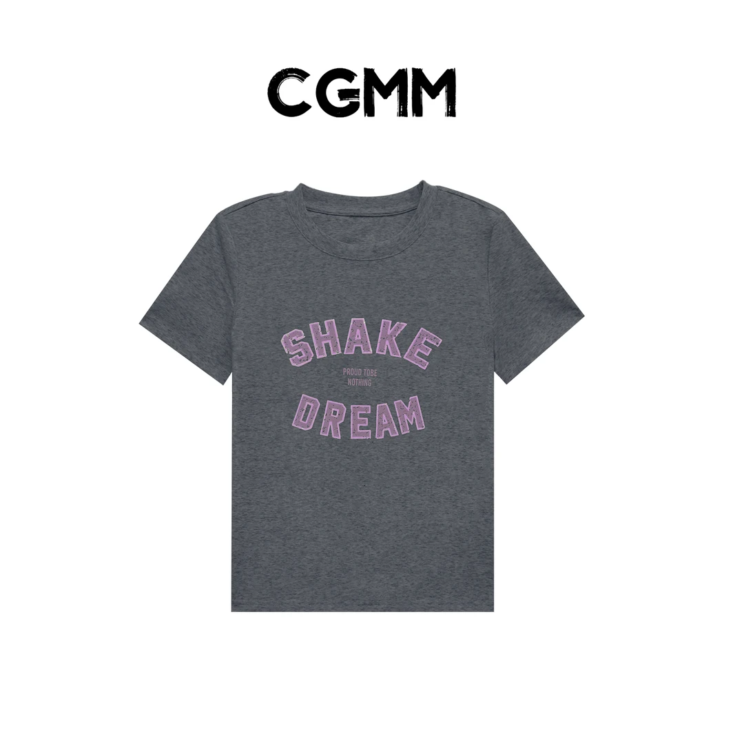 CGMM/橱柜密码新款字母印花修身显瘦百搭短袖DSOMB5112