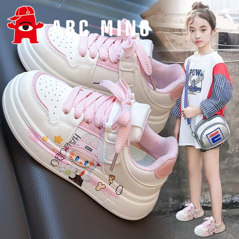 ABC MINO拉布布女童鞋秋季儿童时尚运动板鞋中大童公主软底小白鞋