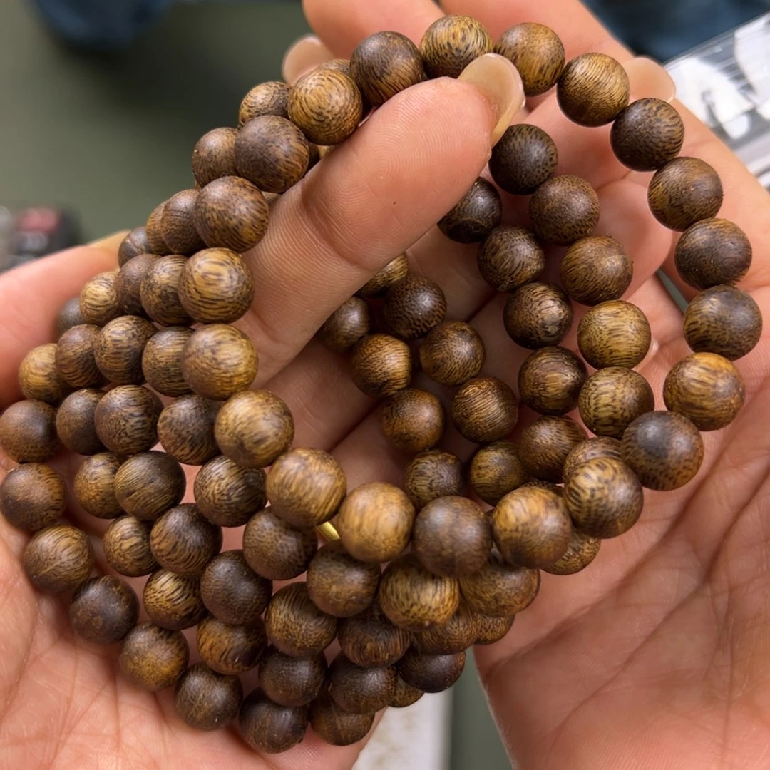 沉香手串海南老白棋卡9/5g单圈多样性发一