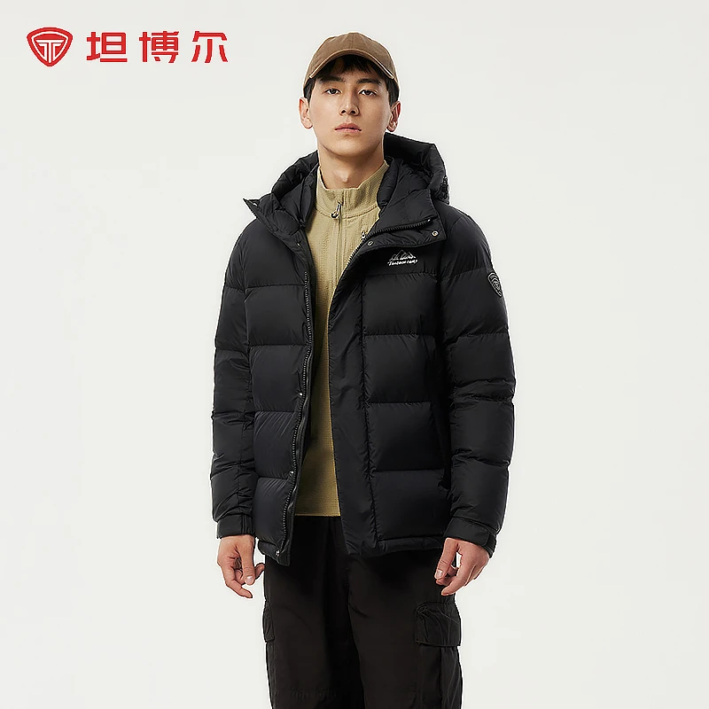 【商场同款】坦博尔男款冬季新款男士运动时尚短款连帽羽绒服
