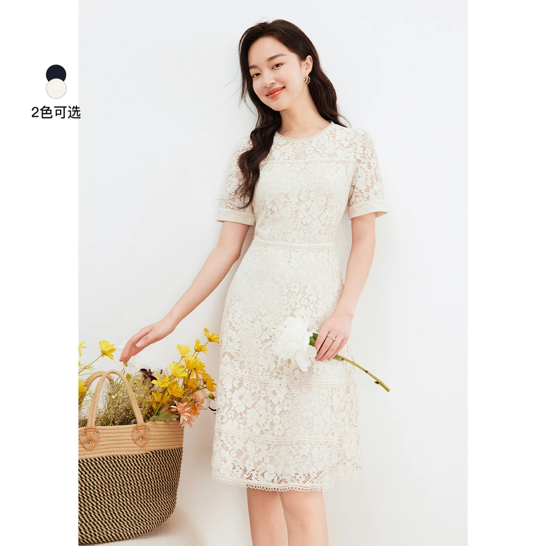 【羊羊专属】休闲拼接连衣裙圆领短袖中长款裙子女KF0860