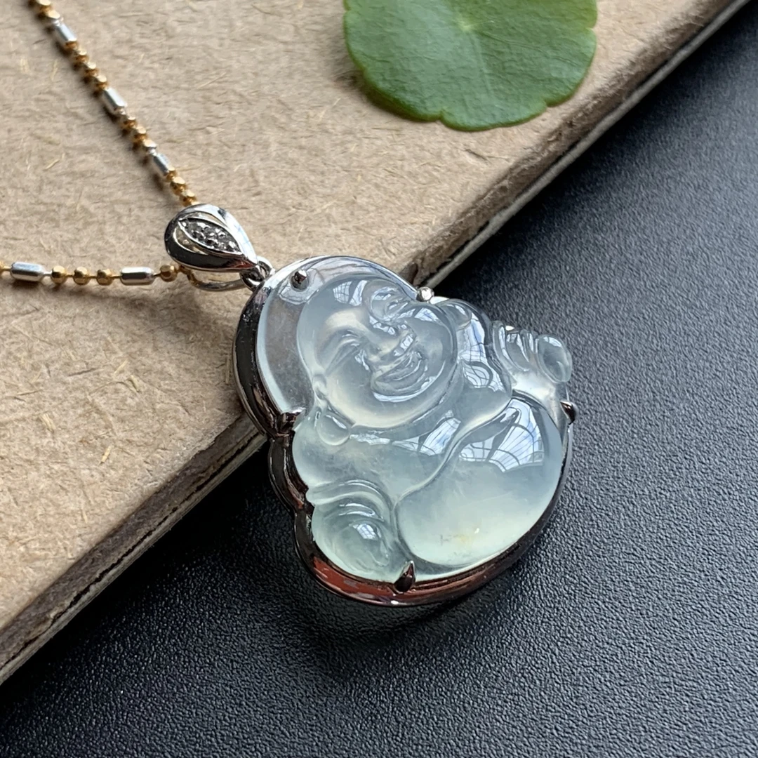 天然缅甸翡翠吊坠《笑口常开》女士冰透高冰精致气质轻奢