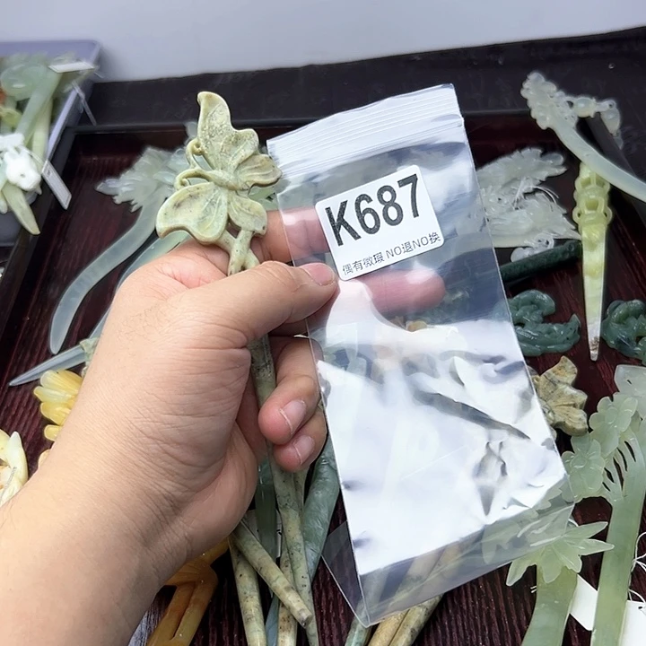 蛇纹石玉发饰合金循****生