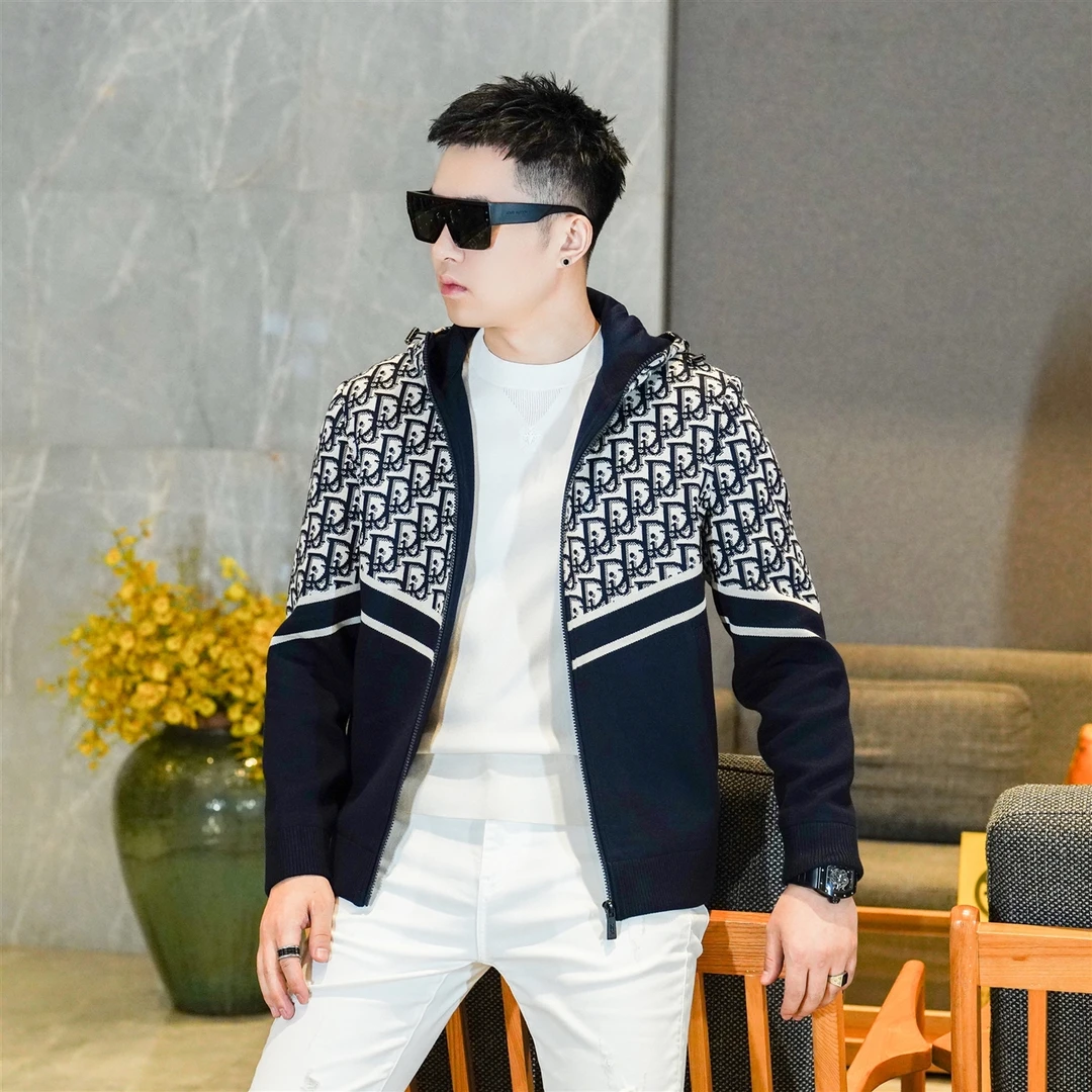 高端夹克男字母印花2025秋冬季新款时尚连帽休闲外套轻奢欧货2588