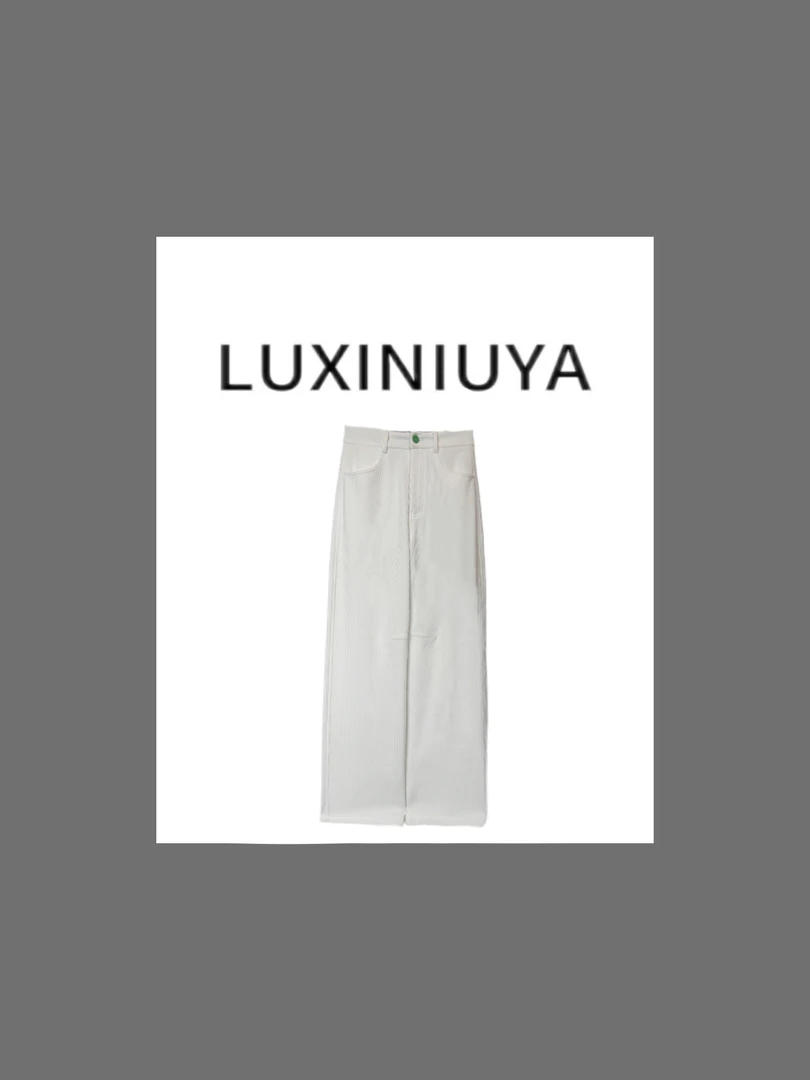 【LUXINIUYA】懒懒裤 新款灯芯绒撞色格纹设计感休闲裤#QDK342